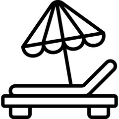 sunbed with umbrella icon