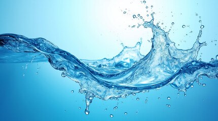 Obraz premium A stunning capture of clear blue water splashing, showcasing the beauty and vitality of moving water droplets.