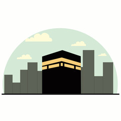 Obraz premium makkah and kaaba vector illustration. eid ul adha. Ramadan kareem