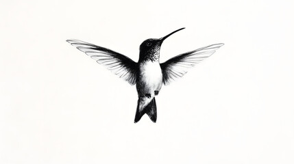 Black and Grey Traditional Hummingbird Tattoo Design - Elegant and Detailed Artwork
