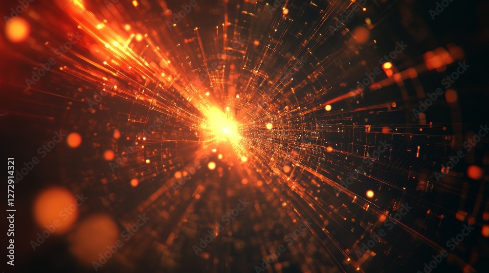 Leinwandbilder an abstract composition of fiber optic cables with glowing light effects, symbolizing high-speed wir