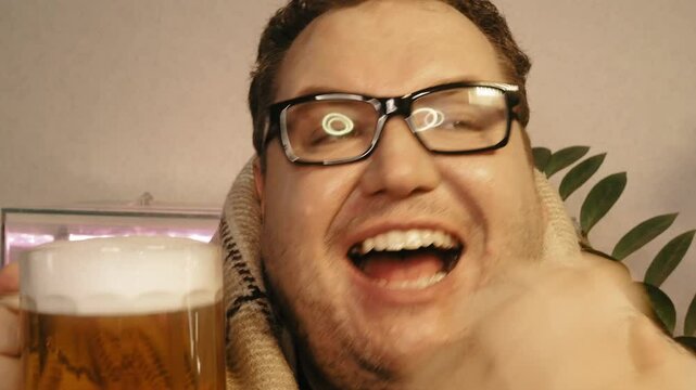 A cheerful man enjoys life.