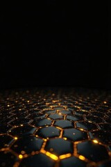 Fototapeta premium Abstract Golden Hexagon Pattern on Dark Background A Futuristic Design