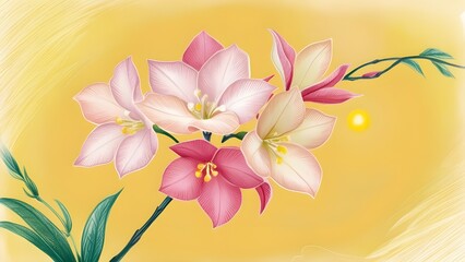 Fototapeta premium pink flowers on a white background