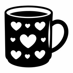 Vector Mug Art Heart Pattern Silhouette