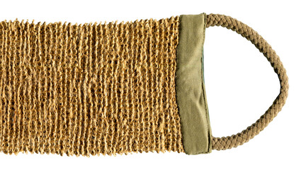 Scrub belt made of jute, cleaning and massaging cloth with a hard fleece used when washing to clean...