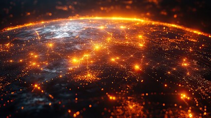 Obraz premium global network connection with world map points in 3d rendering n digital data transfer and global connectivity representation for technology and communication concepts