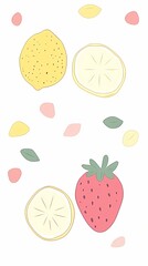 Tiny Strawberries and Lemons Wallpaper