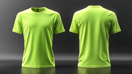 Blank neon green t-shirt mockup front, back view.