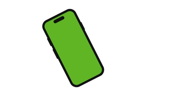 Animated 3d Smartphone mockup on Green Screen with White Background. Mobile Phone Mockup animation Chroma Key screen. 
Smartphone mockup presentation green screen for advertising, product, marketing, 