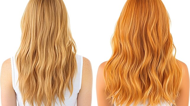Vergleich von blondem und kupferrotem Haar, Ver&auml;nderung der Haarfarbe und Sch&ouml;nheitstrends
