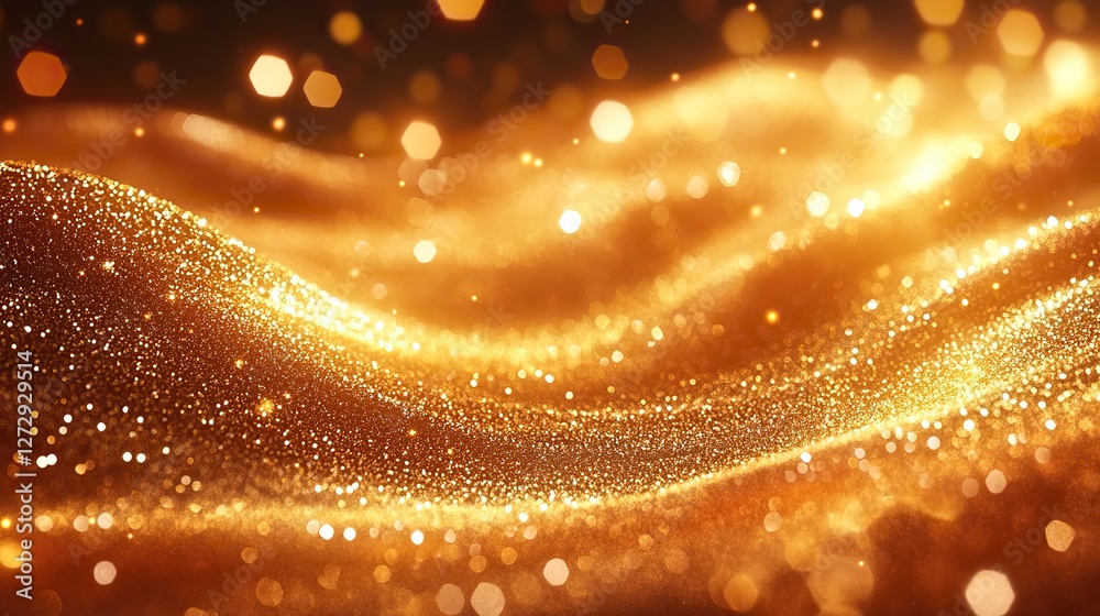 Poster golden abstract background with soft bokeh lights creating a warm and elegant visual for festive des