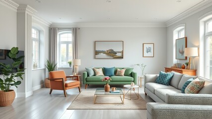 Fototapeta premium Irish Living Room Design - Clean & Bright Interior