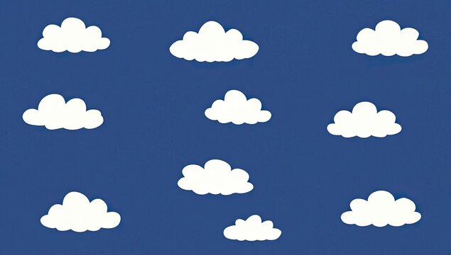 Cartoon clouds in a dark blue sky - Powered by Adobe