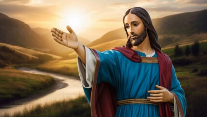 Fototapeta premium Jesus Christ reaching out his hand against