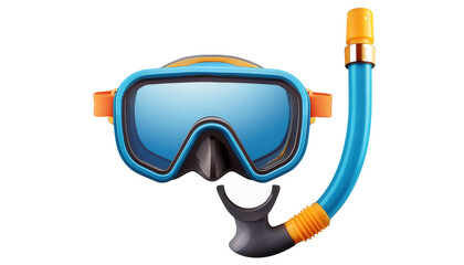 Snorkel and Diving Mask 3D Cartoon Style Illustration on White Background