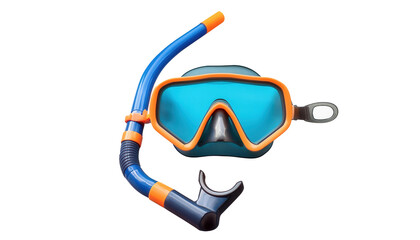 Snorkel and Diving Mask 3D Cartoon Style Illustration on White Background