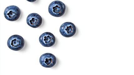 Fresh Ripe Blueberries Arranged on a White Surface for Healthy Eating and Culinary Uses