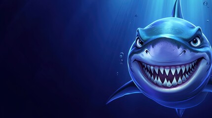 Fierce shark encounter in the deep ocean digital artwork underwater scene engaging perspective marine life concept