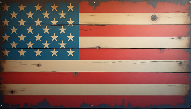 Rustic wooden American flag artwork with a vintage finish for home decor