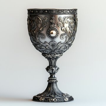 antique decorative silver goblet with a royal crest