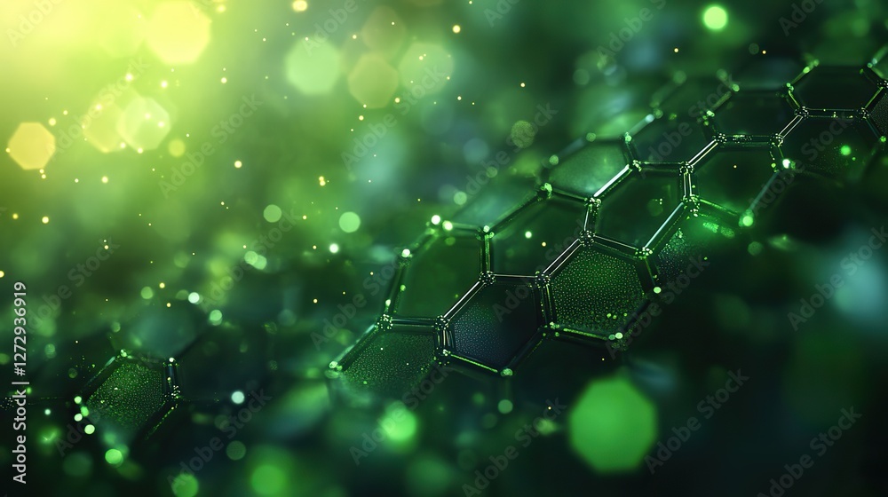 Poster green hexagonal pattern on abstract background vector illustration of molecular structure and commun