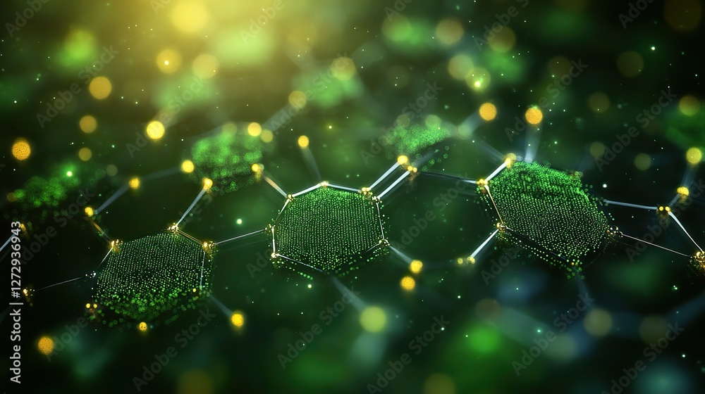 Poster green hexagonal pattern on abstract background vector illustration of molecular structure and commun