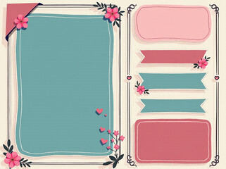 A playful and elegant template featuring floral designs and colorful banners, perfect for invitations or announcements.