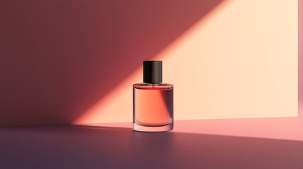 Artful play of light and shadow enhances a graceful perfume bottle in a creative still life setup