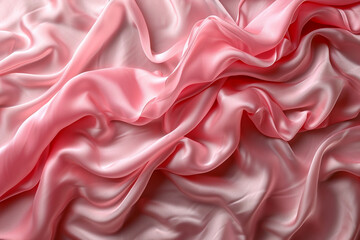 Elegant pink silk fabric with smooth ripples and a luxurious shine