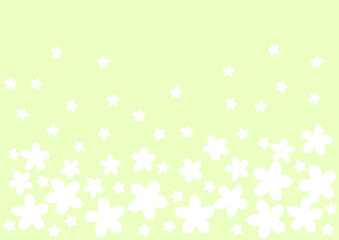 たくさんの白い花の壁紙　背景 黄緑