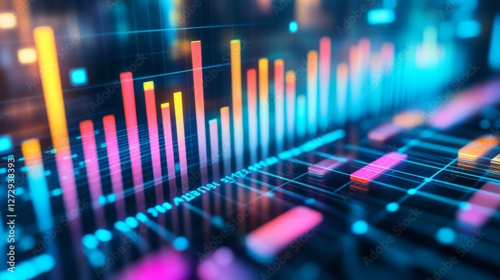 Aufkleber close-up of a colorful business graph with bars and lines, displaying financial growth and market tr
