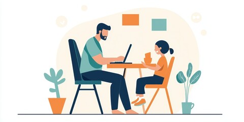 A family-friendly remote work environment balancing mental health and productivity at home