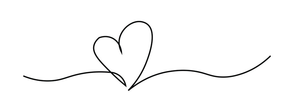 Naklejki  Heart and love sign in continuous one line drawing. Abstract love symbol. Continuous line art drawing vector illustration