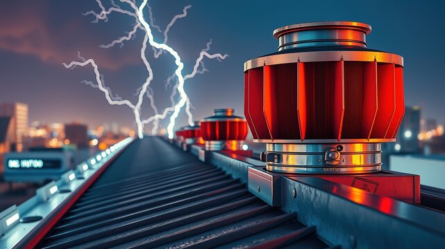 Modern Roof Lightning Rod & Ventilation System - AI Photorealistic