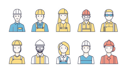 Minimalist Worker Icon Set Collection for Team and Personnel Illustrations
