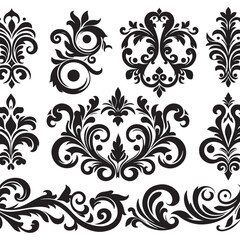 A collection of carved ornaments with a western classical style flower theme