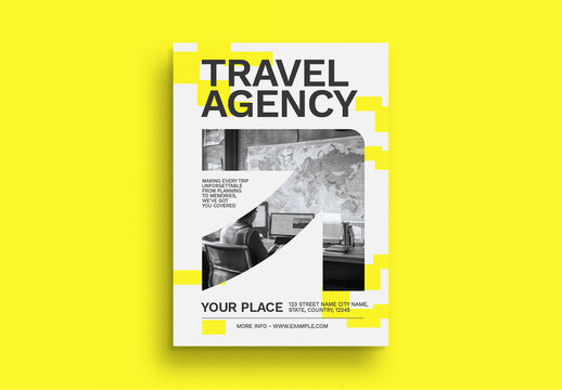 Grey Yellow Bold Minimalism Travel Agency Flyer