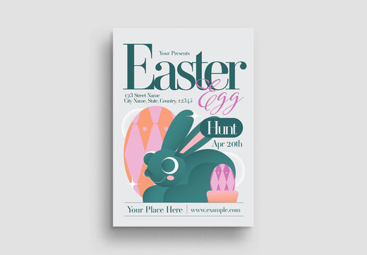 Grey Quirky Easter Egg Hunt Flyer Layout