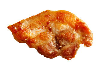 A piece of meat is cooked and has a crispy texture