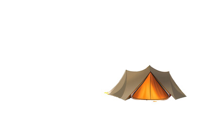 Tent Under Starry Sky 3D Cartoon Style Illustration on White Background
