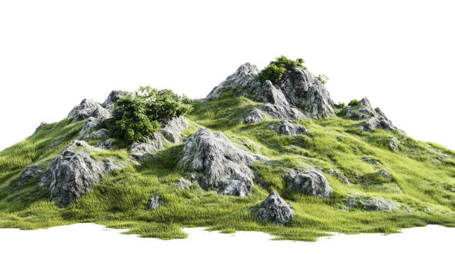 Scenic mountain trail through lush greenery and rocky terrain png isolated on transparent background - Powered by Adobe