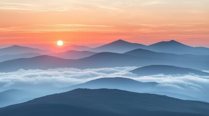 Obraz premium Stunning sunset over majestic mountains with colorful clouds above