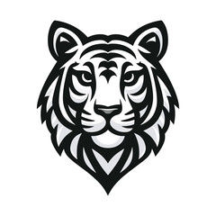 Vector flat logo of a tiger face, tiger icon. Linear style sign isolated on white background. Vector illustration, 