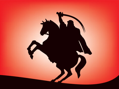 Arabian horse warrior silhouette vector design - Muslim Mujahid