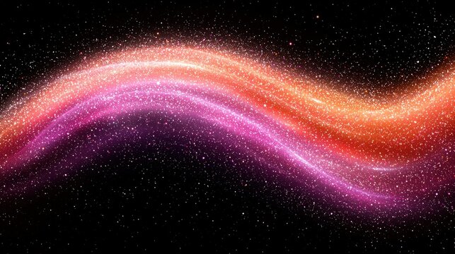 Radiant bright pink wave of light flowing softly against a stark black background