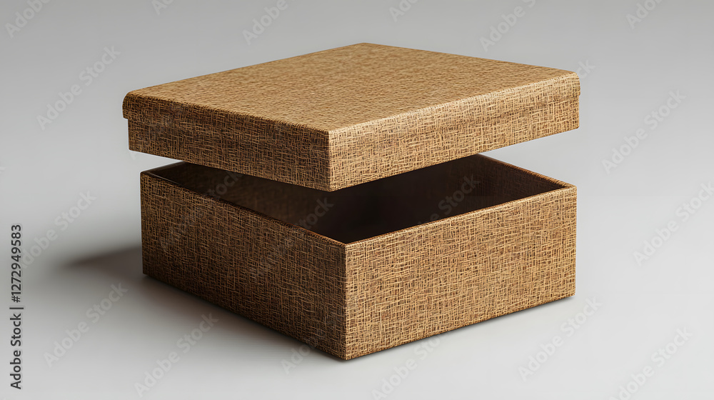 Poster open cardboard box with a textured surface