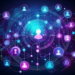 Blue and purple social network interface