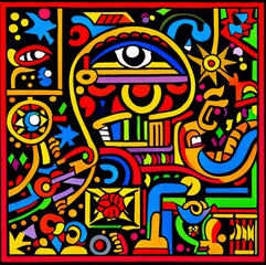 Psychedelic Neotribal Symbolic Artistic Abstract Overlays