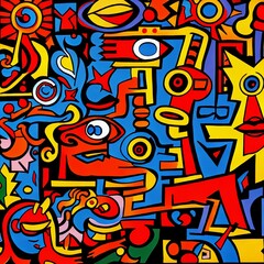 Obraz premium Psychedelic Neotribal Symbolic Artistic Abstract Overlays